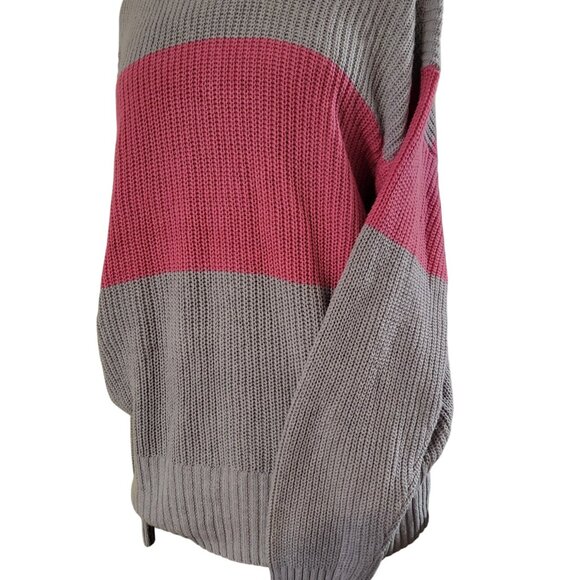 St. John’s Bay Women’s Pink/gray striped Pullover Sweater Size 2XL - Picture 4 of 5